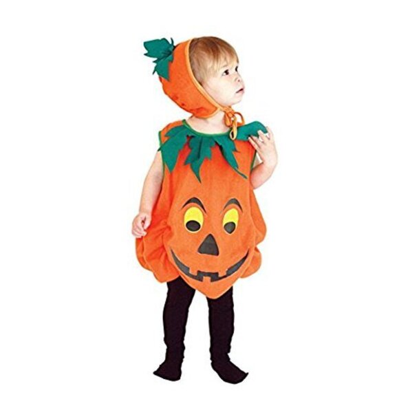 Pumpkin Jack-O’-Lantern Padded Costume Vest Orange/Green – Toddler Size - Picture 1 of 3